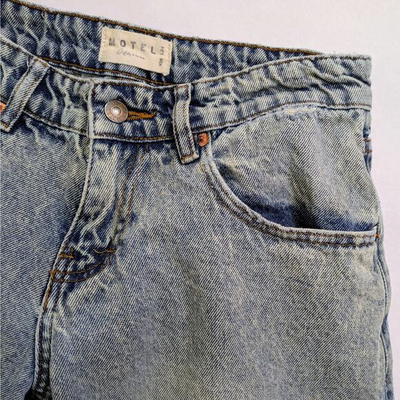 Motel Denim Jeans Womens W 28 L 34 Blue Wide Leg 100% Cotton Low Rise Rigid - Picture 10 of 11